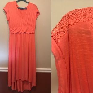 Apt 9 Large Orange Dress with Lace Cap sleeves